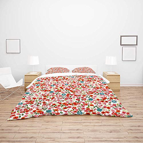 Parure de lit double rouge avec housse de couette et taie - 4