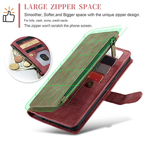 Vitre protege case Galaxy A14 rouge clapet aimanté et porte-carte