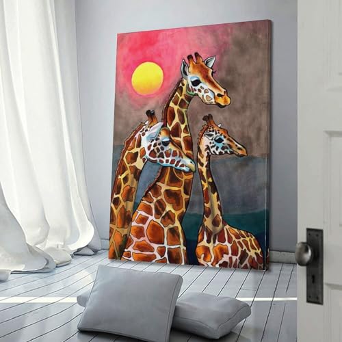 Poster girafe vintage koanga sur toile 60x90 cm pour déco murale