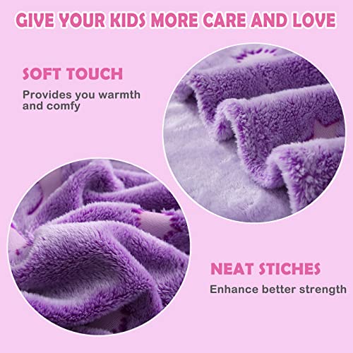 Glow In The Dark Blanket For Girls Birthday Purple Moon Star Soft Throw Blanket For Kids Toddler Teen Girls Women 50X60 Inch (Purple Moon Sun) #TOP3