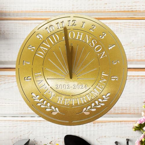 HZYCYYFC Personalized Sundial Retirement Gift for Men Or Women, Custom Retirement Gift with Name and Date