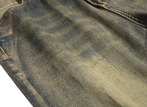 Image of QIMYUM Men's Wide-Leg Baggy Flex Jeans Relaxed Loose Fit Long Denim Pants