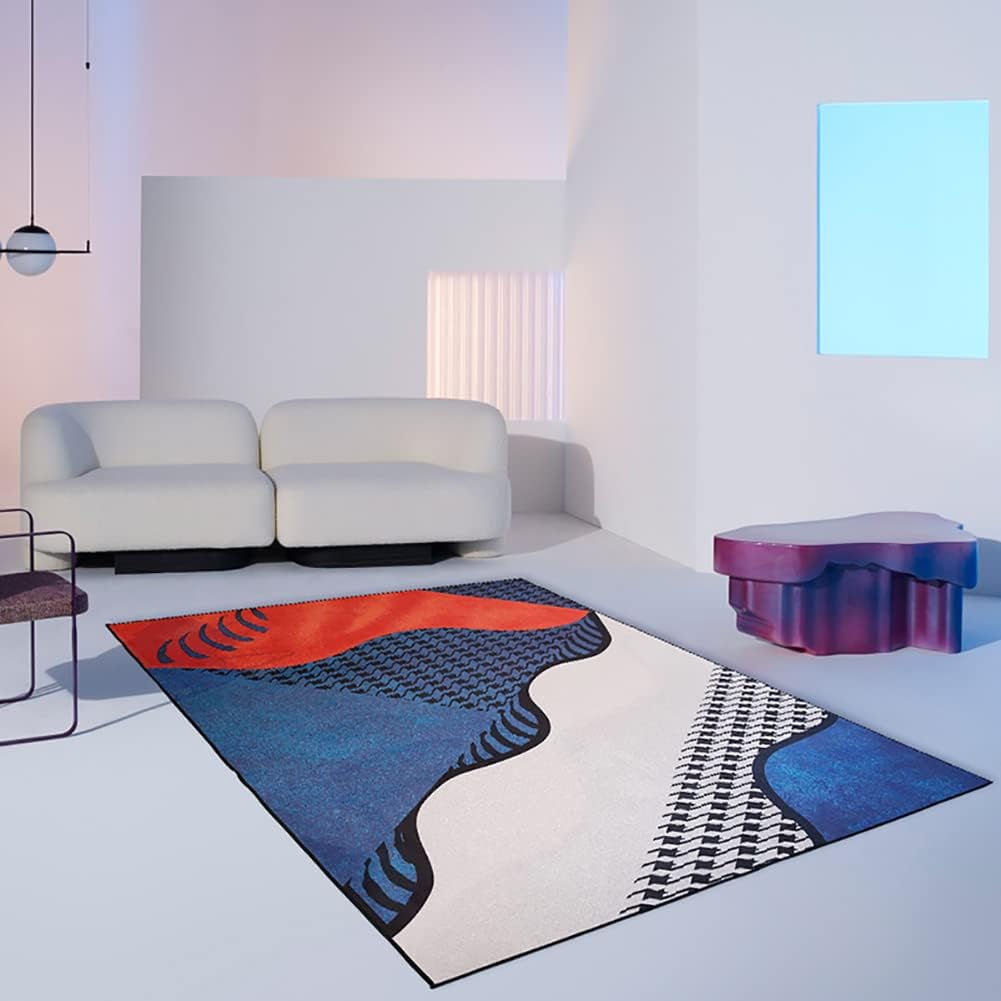 Modern Luxury Area Rug, Abstract Print Soft Carpet, Medium Pile Living Room Bedr…