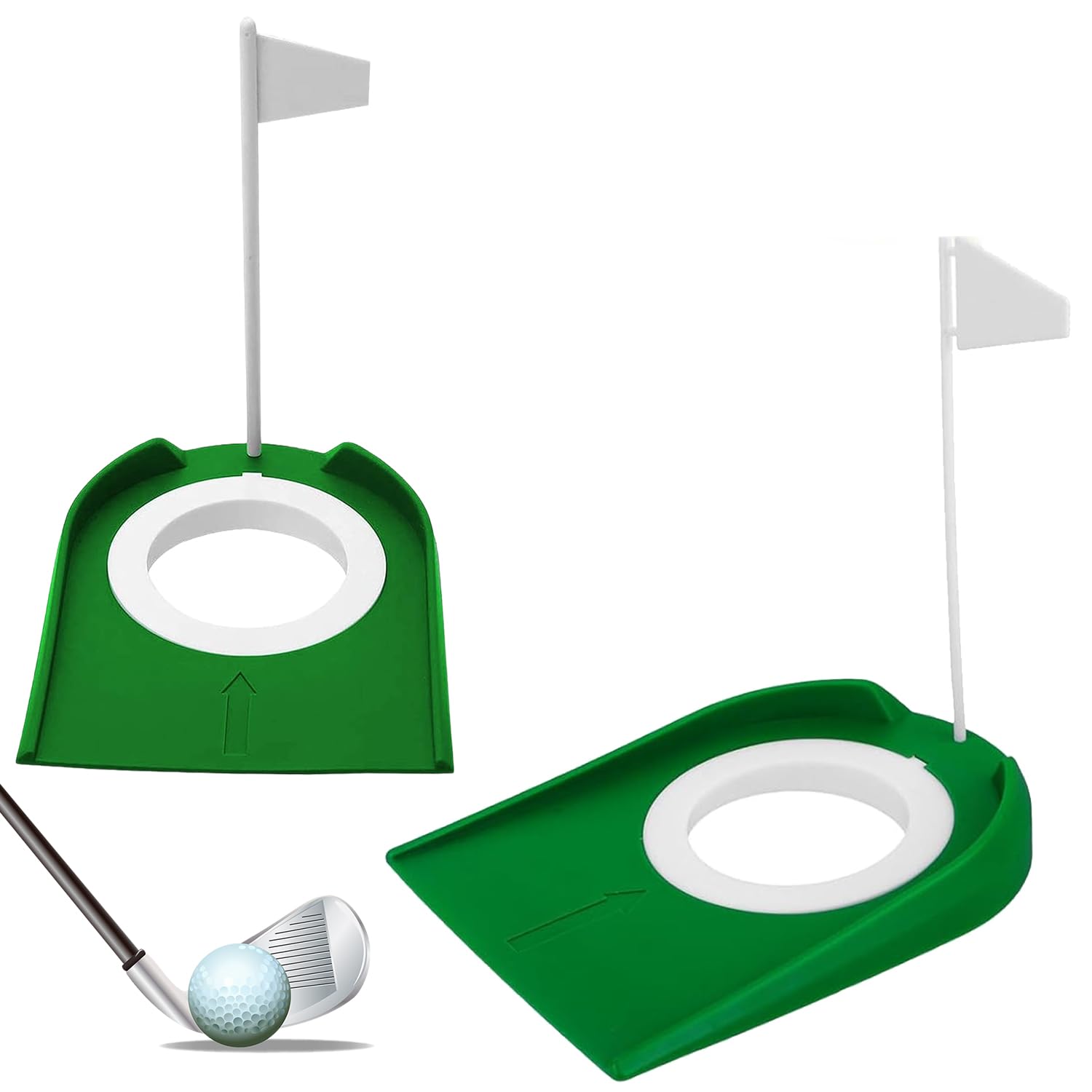 2 Pack Golf Putting Cup with Flag, Portable Golf Practice Aid for Home and Office, Ideal for Indoor Putting Drills