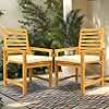 Tranquillo Solara Acacia Wood Outdoor Chairs Set of 2 with Cushions – Heavy-Duty 500lbs Capacity, Weather-Resistant Wooden Patio Armchairs, Solid Wood Garden & Deck Chairs for Outdoor Seating