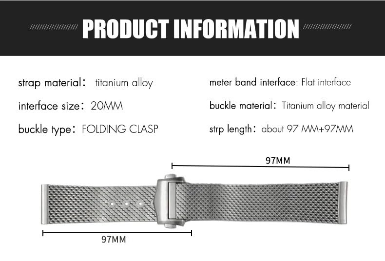 JDIME Cinturino in acciaio inossidabile 19mm 20mm per Omega Seamster Diver 300 Orologio 007 Braccialetti con fibbia deployante in metallo intrecciato Siver
