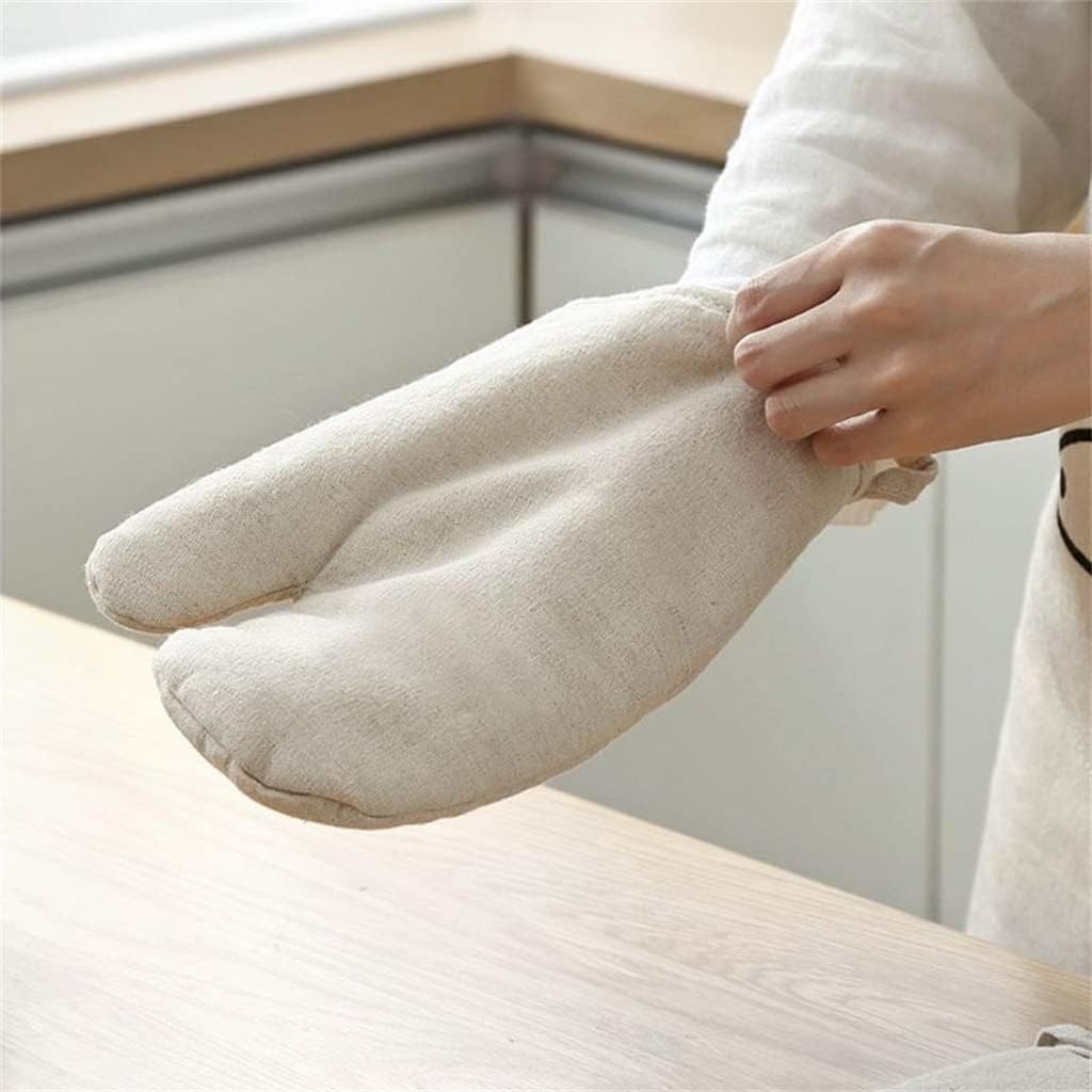 1 Pair of Heat-Resistant Gloves Cotton and Linen Kitchen Cooking Microwave Oven Baking Stove