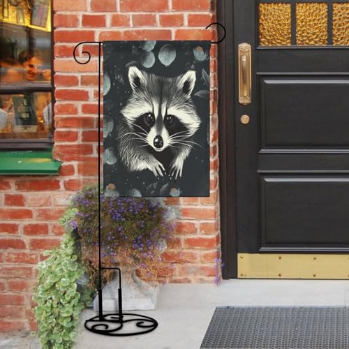 Bandera de jardín de verano con mapache para decoración exterior duradera 7