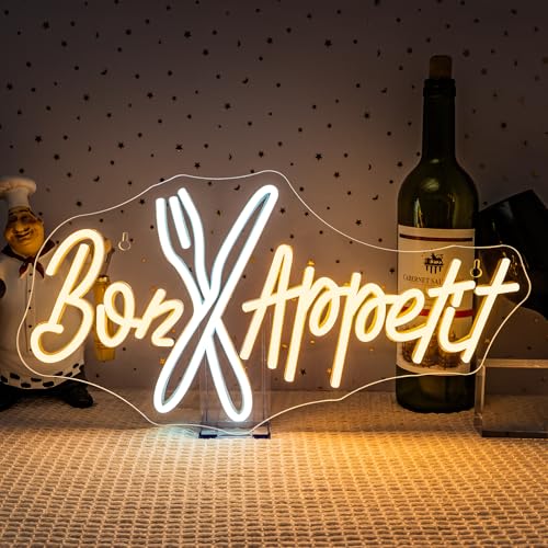 SIGNSHIP Neon Schild Bon Appetit, Led Schild Warm White für Restaurant Wanddekoration USB Powered, Led Neon Sign für Shop,Küche,Hotel,Haus,Party,Art Deco,Geburtstags Geschenke SIGNSHIP Neon Schild Bon Appetit, Led Schild Warm White für Restaurant Wanddekoration USB Powered, Led Neon Sign für Shop,Küche,Hotel,Haus,Party,Art Deco,Geburtstags Geschenke