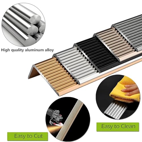 Borde de escalera aluminio dorado W3cm para transiciones de suelo 4