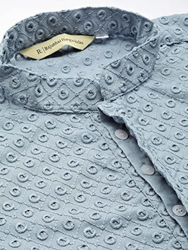 Image of Rajubhai Hargovindas Men Pure Cotton Chikankari Embroidered Straight Kurta