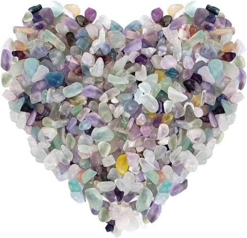 ideayard Fluorite 1 Ib Tumbled Chips Stone - Natural Crushed Crystal Irregular Shaped Stones for Plants Home Garden Decorative-qcys