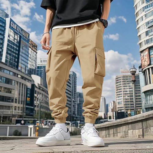 Costaric Cargo Pants for Men Trendy Drawstring Elastic Waist Casual Sweatpants with Multi Pockets 2025 Workout Outdoor Pants2