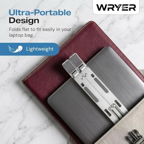 Image of 7 Angles Adjustable Aluminum Ergonomic Foldable Portable Tabletop Laptop Stand Riser Holder Compatible with HP, Dell, MacBook, Lenovo & All Other Notebook (White)