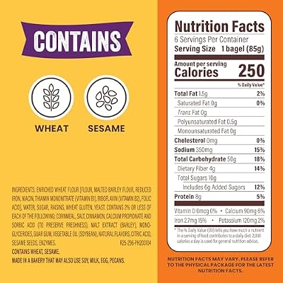 (Club Pack) Thomas' Cinnamon Raisin Bagels, 2 individual packs, (18.0 oz each), 9g Protein, Kosher Bagels, 36 oz Multipack