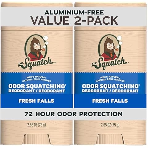 Dr. Squatch Dezodorant dla mężczyzn – świeże wodospady, naturalny dezodorant bez aluminium (78,4 ml, 2 sztuki)