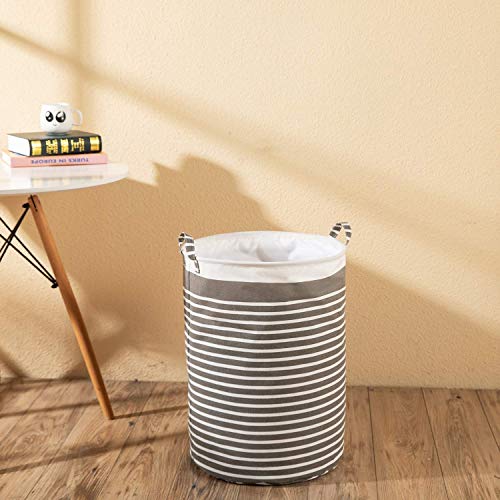 Wehuse Waterproof Fabric Laundry Hamper Collapsible, 22 Inch Tall Grey Thickened Canvas Dirty Clothes Hampers For Bedroom, Kids Room Storage #TOP1