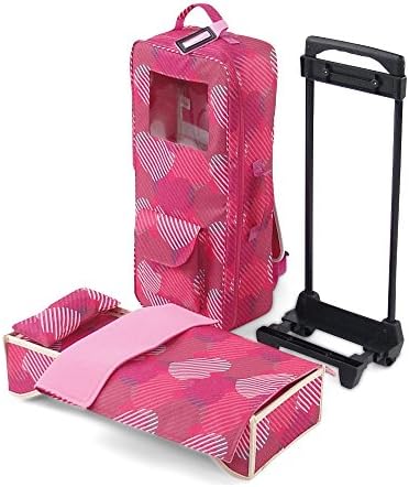 Emily Rose 18 Inch Doll Structured Travel Carrier Case with Heavy Duty Rolling Trolley and Removable 018" Doll Bed with Bedding | Fits 15"-18" Dolls