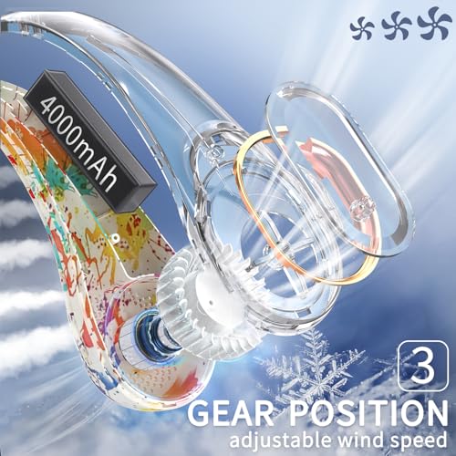 Image of FrSara Neck Fan, Portable Personal Fan Strong Wind, 4000mAh, Air Volume,360 Cooling, No Hair Twisting, Air Volume On 2 Sides, Non-Slip, Quick Charge, Long Use Time, Gift for Women, Men, Birthday