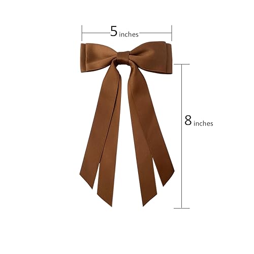 Miniatura 10 de Lazos para el cabello en blanco y negro para mujer, 2 lazos de satén sedoso con clips de metal, accesorios para el cabello para niñas
