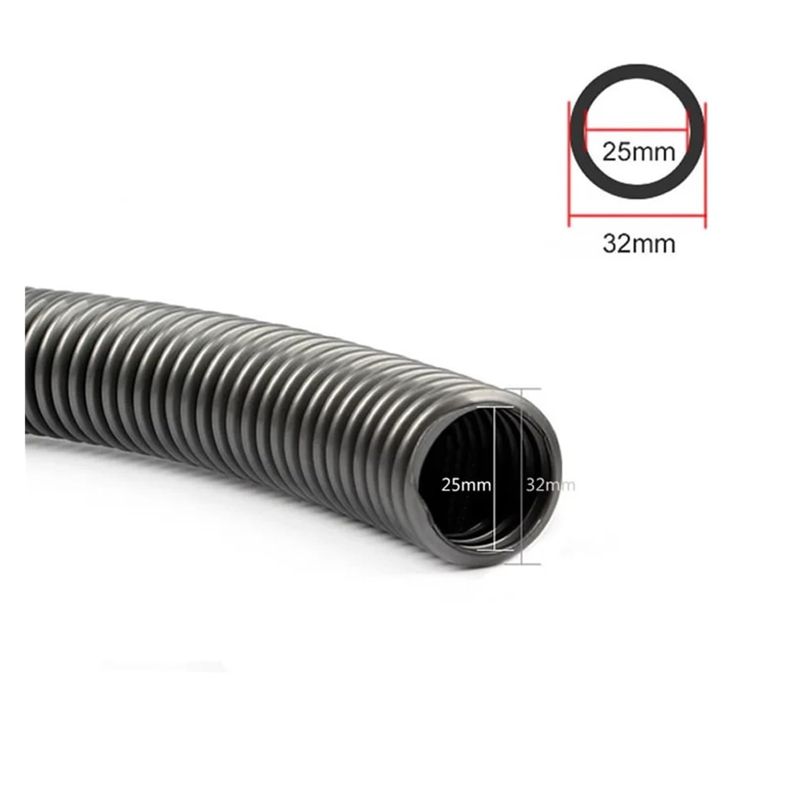Wąż gwintowany do odkurzacza, miękkie mieszki rurowe, słomki, średnica wewnętrzna 25 mm/zewnętrzna 32 mm, części Gvacuum(Gray 25mmx 3m)