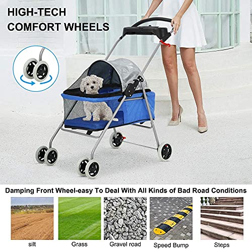Pet Stroller for Small Dogs Lightweight Pet Travel Roadster for Dogs and Cats Folding Dog Cart Dog Stroller Cat Stroller… - Image 6