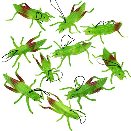 Toyvian 10Pcs Plastic Grasshoppers Insect Figures Toys Fake Bugs Green For Insect Themed Party Children #TOP1