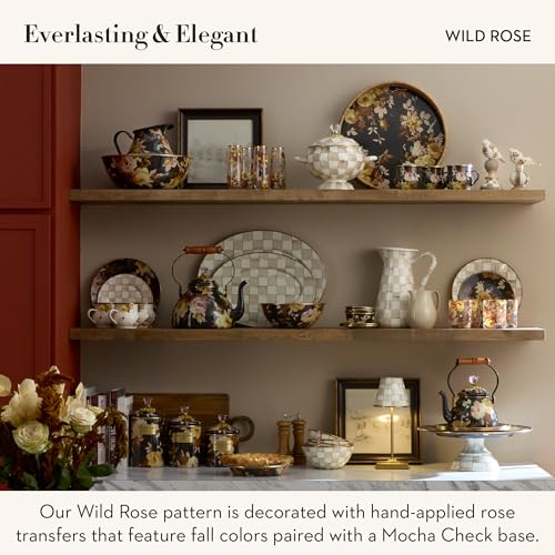 Image of MACKENZIE-CHILDS Pedestal Platter, Mini, Wild Rose Brown