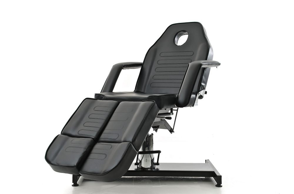 CLP Kosmetikliege SPLIT, Fußteil geteilt, Armlehnen abnehmbar, höhenverstellbar 60-75 cm, auch als Massageliege nutzbar Schwarz