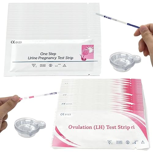 REROON 40 Counts LH Ovulation & Pregnancy Test Strips & 40 Cups for Fertility Women | Strips Fertility Test Kits for Accurately Track | Bulk High Sensitivity for Home Use | Individually Wrapped