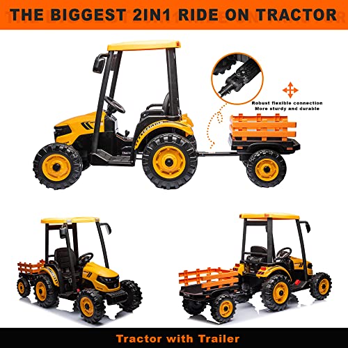 Image of Kidsera 24V Extra-Large Kids Ride On Tractor w /Trailer, Remote Control