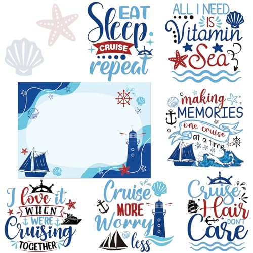 Image of Dazoratix Cruise Door Decorations Magnetic - 7 Pcs Large Ship Cabin Magnets Stickers This Week Funny Carnival Sea Navigation Anchor Decor for Birthday Holiday Stateroom Whiteboard Refrigerator Garage