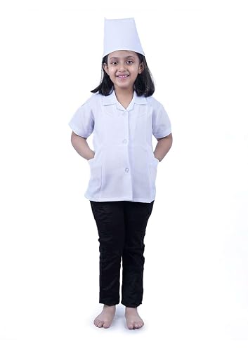 BookMyCostume Nurse Sister with Cap Medical Community Helper Kids Fancy Dress Costume 3-4 years