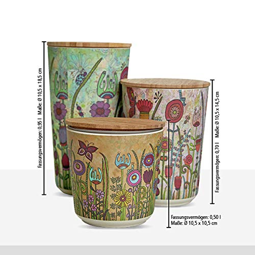 WENKO Nachhaltige Aufbewahrungsdosen mit luftdichten Deckel aus Bambus für die Küche 3-er Set