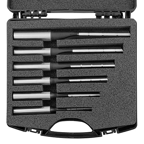 ENT 25490 Jeu de 6 mèches pour trous longs Ø 6-8 - 10-12 - 14-16 mm, queue 13 et 16 mm, rotation à droite, avec rainures brise-copeaux, en, acier à outils, fraises pour trous longs