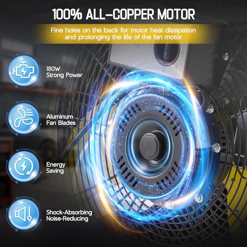 Image of Albott 24 Inch Industrial Floor Fan, High Velocity Drum Fan with 3 Speeds, Heavy Duty Metal Shop Fan with Wheels for Warehouse, Workshop, Garage, Factory Use