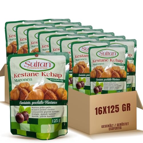 16x Mein Bazar Set Zarte Maronen geschält geröstet essfertig Esskastanien gekocht