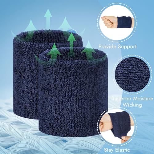 Image of 8 Pack Wrist Sweat Bands for Men Women, Absorbent Sports Wristband