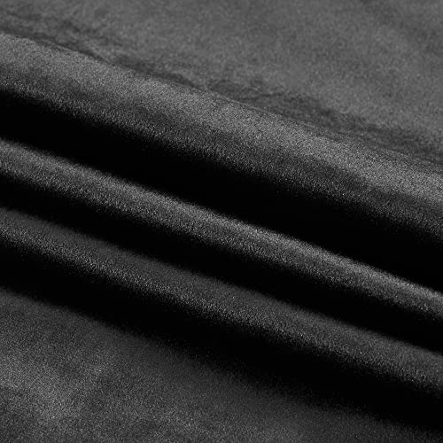 Image of PRIMROSE Black Curtains 63 inch for Living Room Velvet Drapes Blackout Rod Pocket Back Tab Window Treatment Semi Room Darkening Decor Curtains for Bedroom Set of 2 Panels