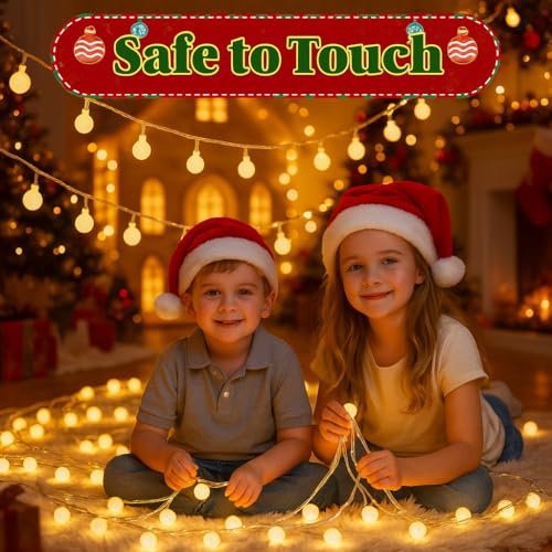 String Lights for Bedroom, 200 LED Globe Plug in Fairy Lights, 66FT Connectable Warm White Twinkle Lights with 8 Lighting Modes, Cozy Bed & Wall Decor, Waterproof for Outdoor Use by PJT - Image 7