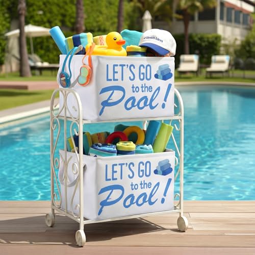 Yungyan Pool Towel Storage Basket Holder Organizer Bin Lets Go to The Pool by Yungyan - Used condition - Image 2