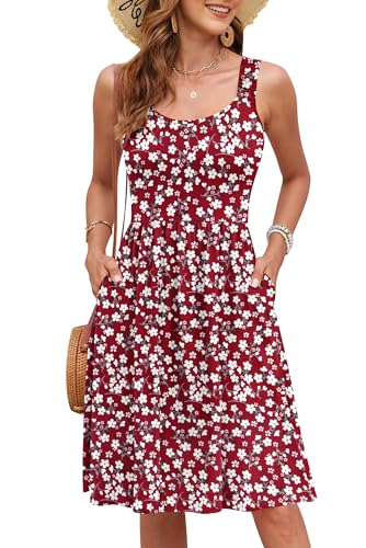 Robe d'Été Femme de Plage sans Manches WNEEDU Coupe A-Ligne