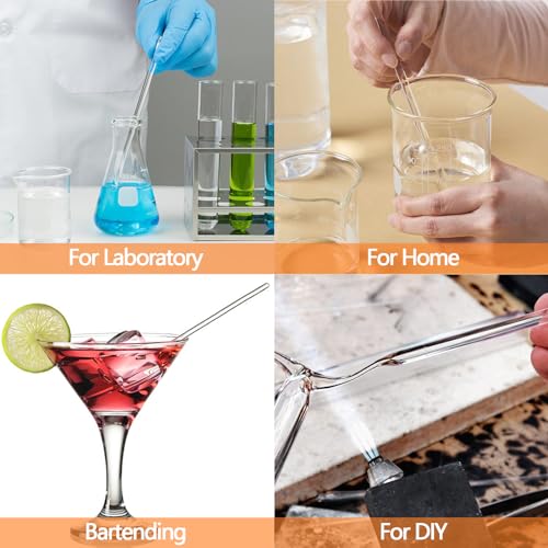4pcs glass stir sticks lab glass stirring rod 834x2 1034x2 with both ends round and 2pcs glass graduated droppers 434x2 for science lab kitchen science education 6