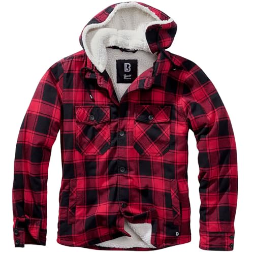 Individual Wear Men's Flannel Lumber Jacket - Warm All Weather Casual Outdoor Shera-Lined Jacket with Removable Hood