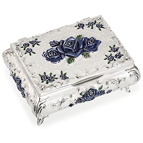 Hipiwe Metal Decorative Jewelry Box Vintage Treasure Chest Case Ornate Trinket Organizer Earrings Necklace Bracelet Storage Box Ring Holder Keepsake Box For Women Girls #TOP16
