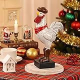 Suzile New Year Statue Gifts Vintage Resin Rooster Statue - Western-Themed Chicken Figurine Handcrafted Farmhouse Decor for Indoor Tabletop Kitchen Office, 3 x 2.2 x 10.7 Inches