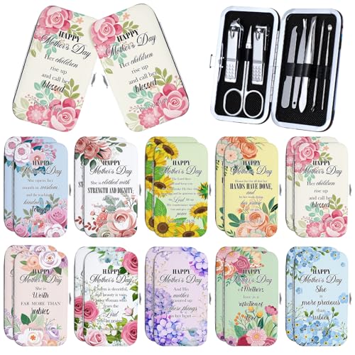 Chumia 20 Sets Mother's Day Christian Nail Set Bulk Bible