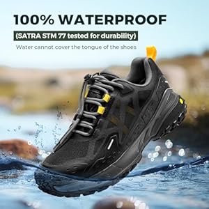 Fitville Wandelschoenen Heren Waterdicht Extra Breed Antislip Outdoor Trekkingschoenen Brede Lichte Sneakers Heren Klimschoenen Bergschoenen Lugmax V1 Zwart/Grijs 46.5 EU X-Breed