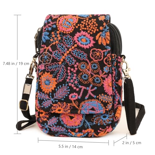 Image of SILKAREA Embroidered Cute Mini Crossbody Bag for Women Small Handbags Wristlet Wallet Bag Cell-phone Pouch Coin Purse