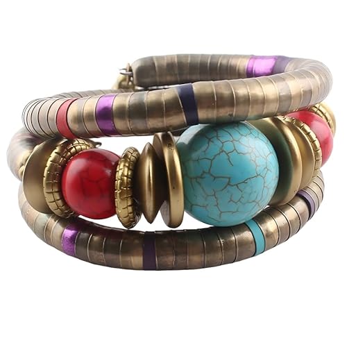 Bohemian African Bracelet for Women Men Ethnic Tribal Snake Bangle Bracelets Layered Chunky Beaded Bracelet Jewelry Gift